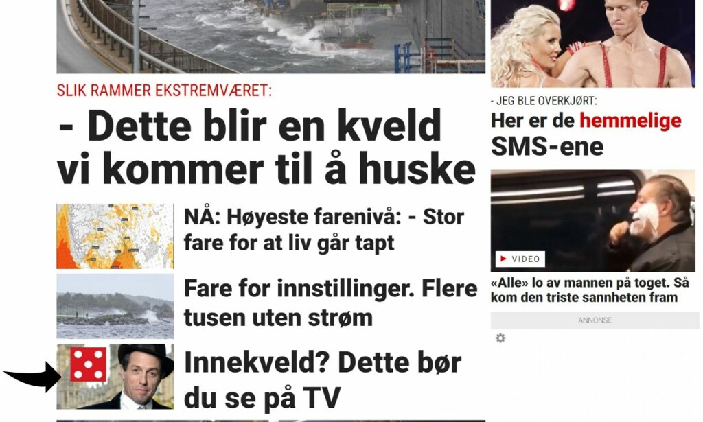 Slik ble det vinklet på forsiden av dagbladet.no